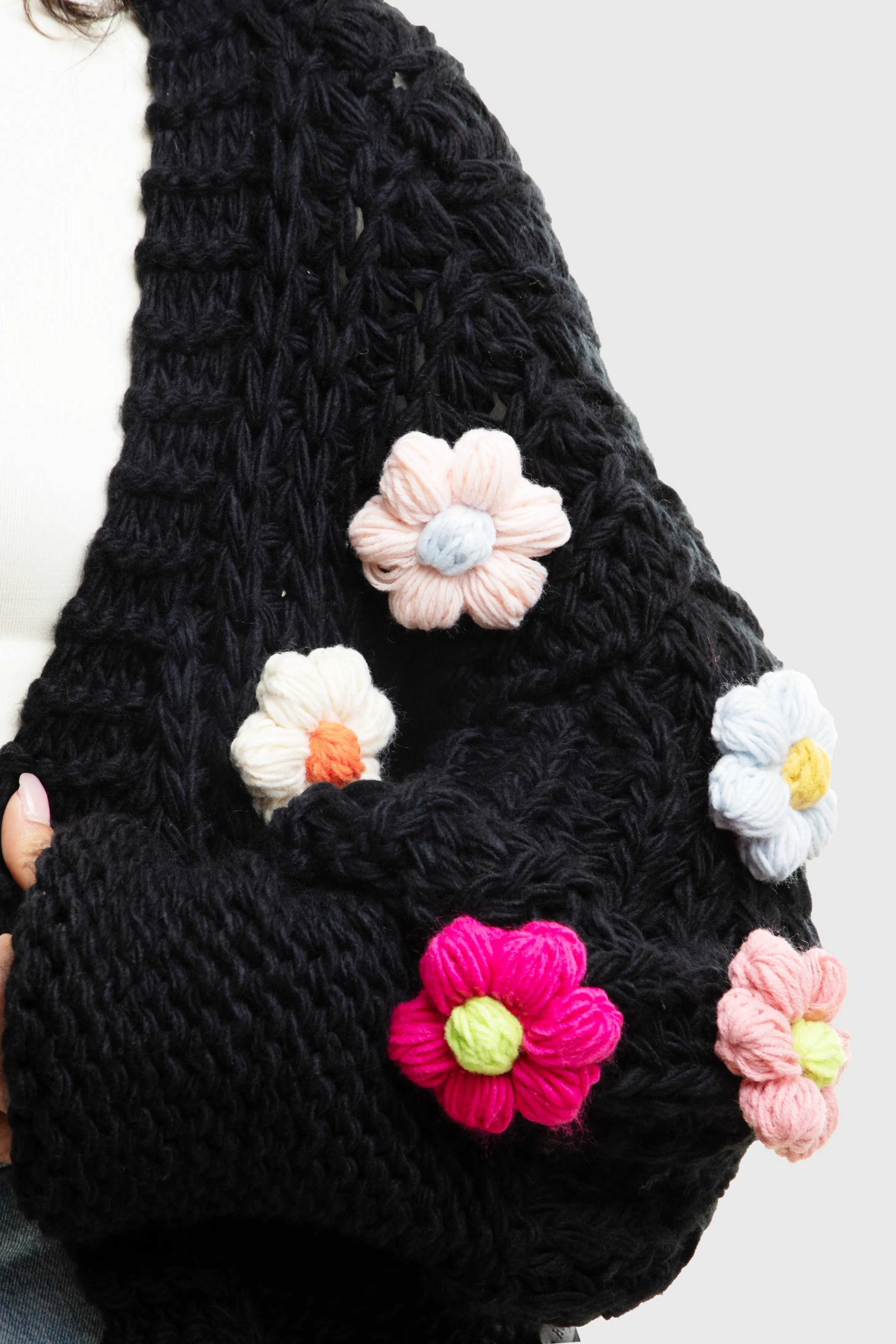 Appliqu Knit Floral Cardigan With Buttons