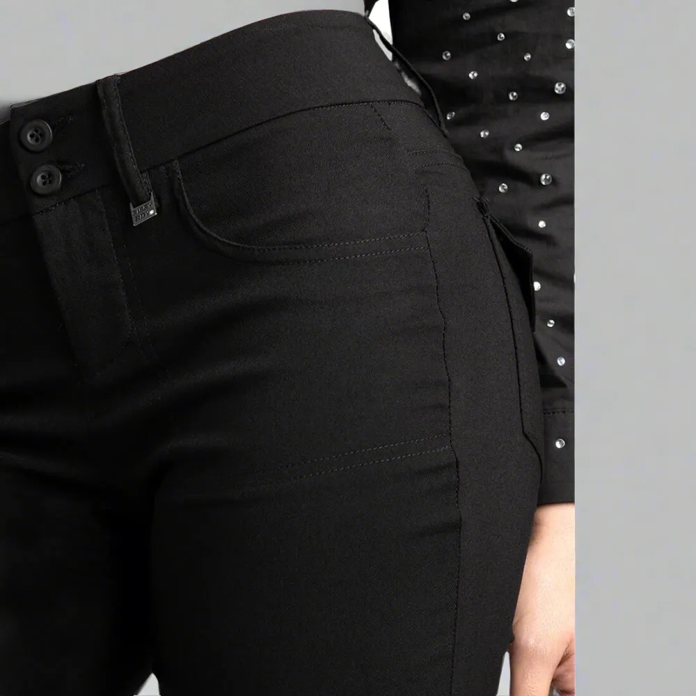 Black Bootleg Mid Rise Work Pants - Tony