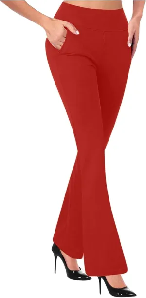 Dressy Casual Pants for Women Business Work Office Pants High Waist Athletic Workout Leggings Pants Flare Yoga Pants