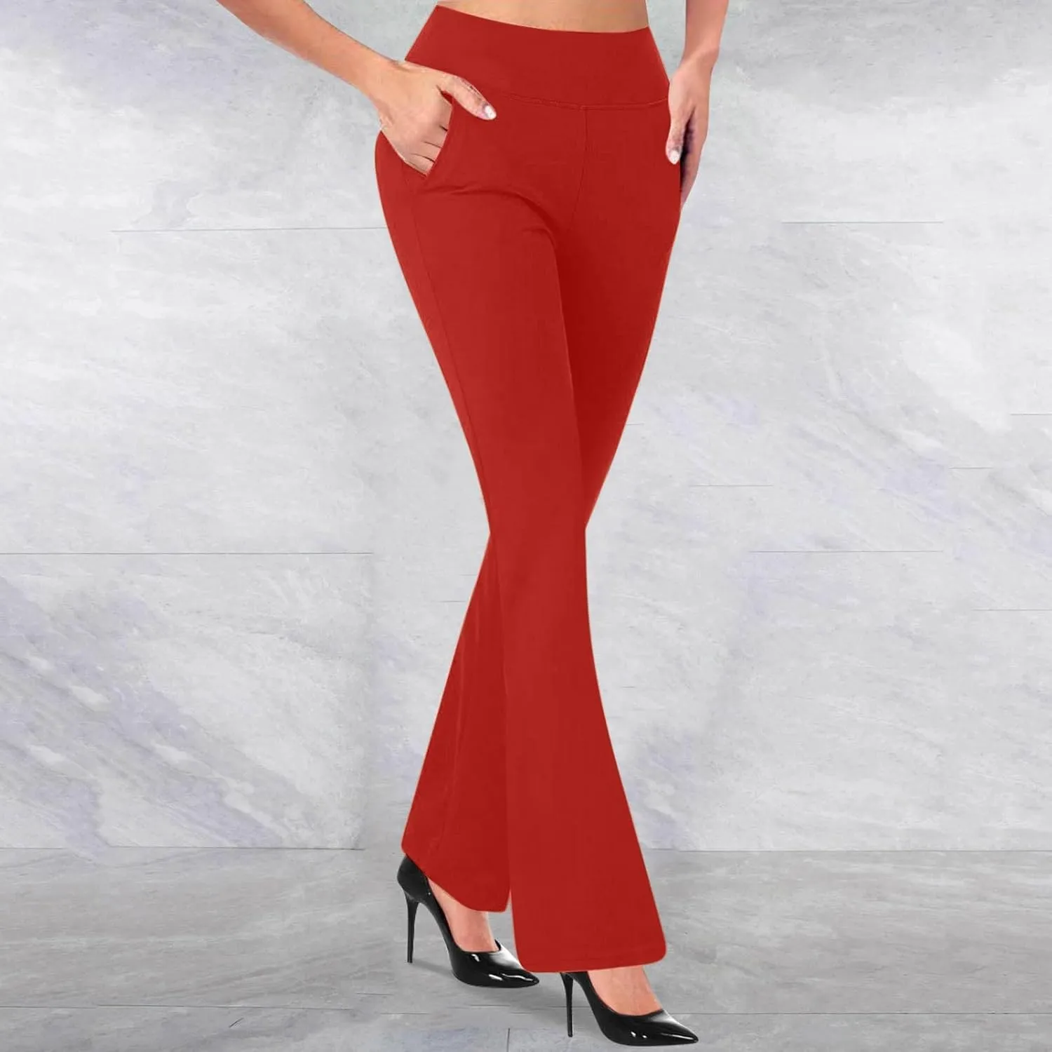 Dressy Casual Pants for Women Business Work Office Pants High Waist Athletic Workout Leggings Pants Flare Yoga Pants