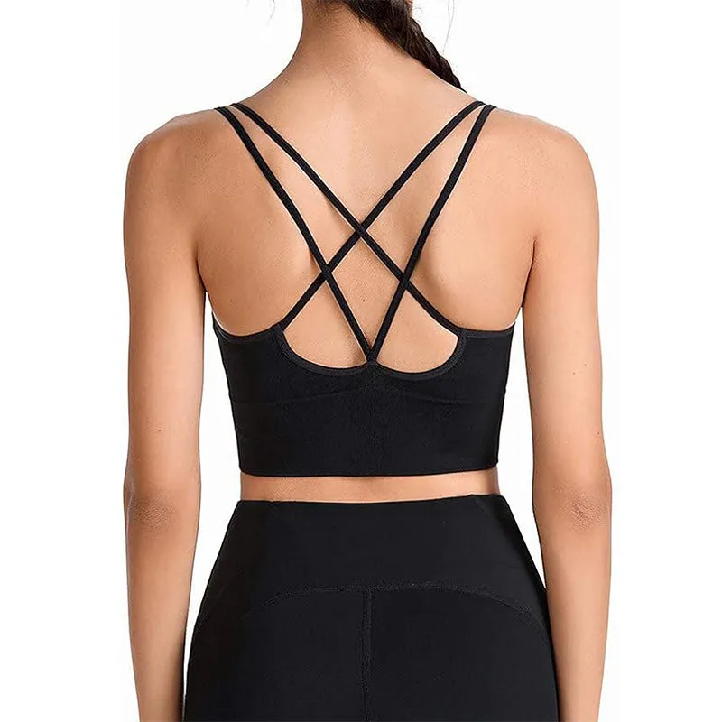 Hanerdun Women Crossback Workout Bras Female Padded Sports Bra Daily Bra