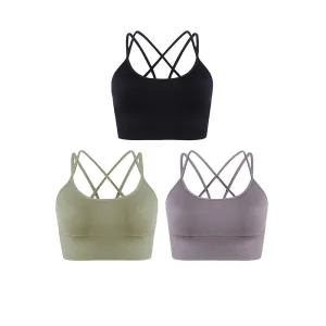 Hanerdun Women Crossback Workout Bras Female Padded Sports Bra Daily Bra