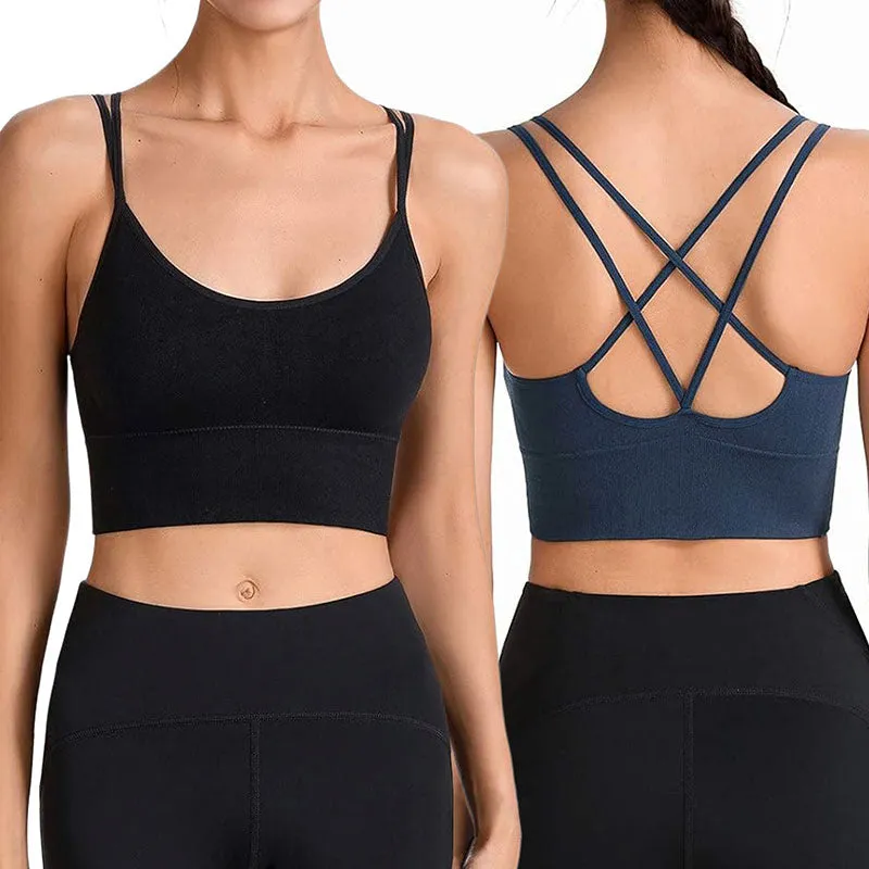 Hanerdun Women Crossback Workout Bras Female Padded Sports Bra Daily Bra
