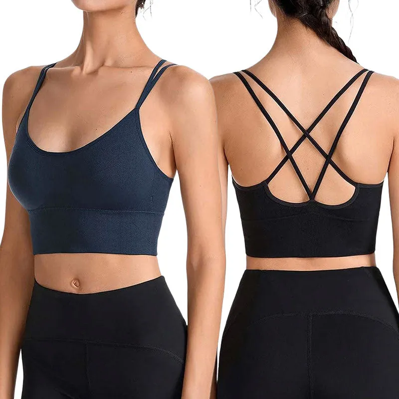 Hanerdun Women Crossback Workout Bras Female Padded Sports Bra Daily Bra