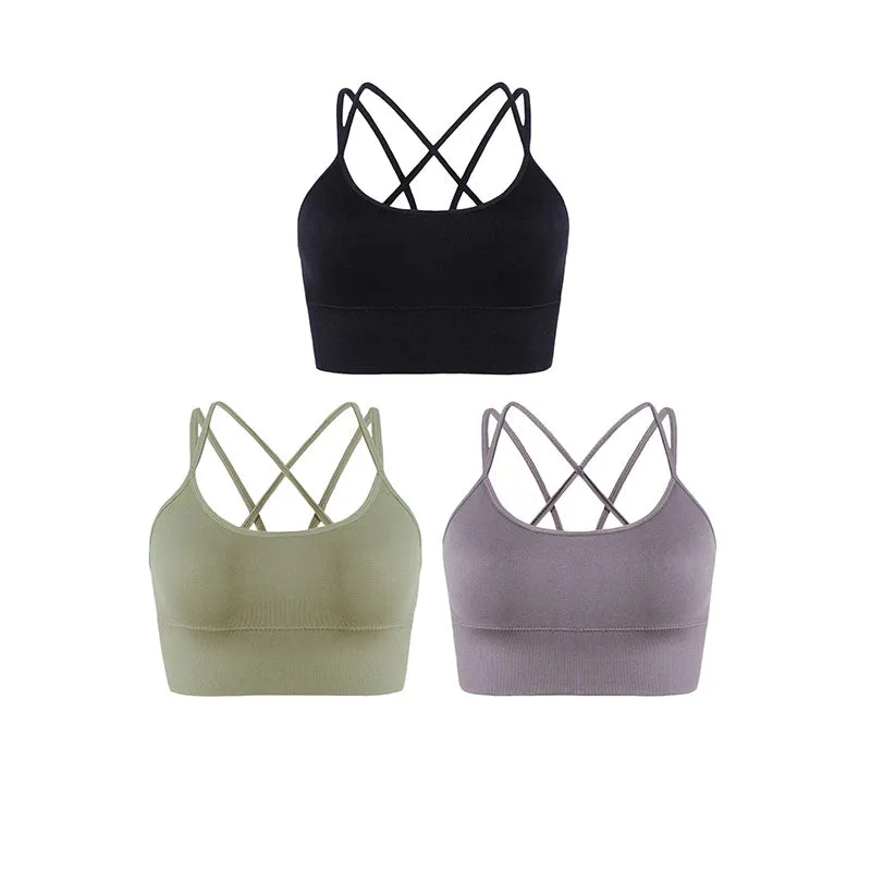 Hanerdun Women Crossback Workout Bras Female Padded Sports Bra Daily Bra
