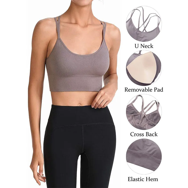 Hanerdun Women Crossback Workout Bras Female Padded Sports Bra Daily Bra