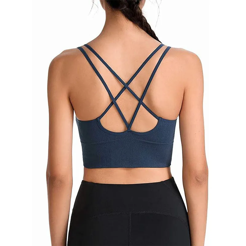 Hanerdun Women Crossback Workout Bras Female Padded Sports Bra Daily Bra