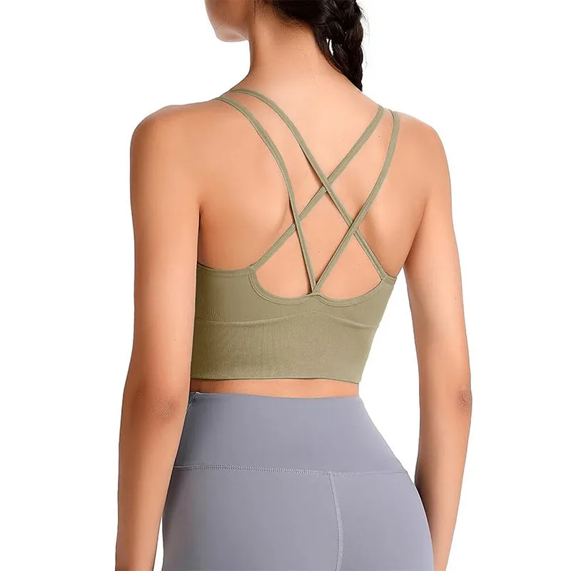 Hanerdun Women Crossback Workout Bras Female Padded Sports Bra Daily Bra