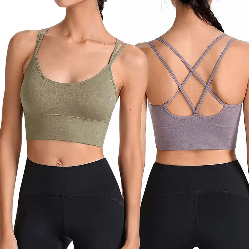 Hanerdun Women Crossback Workout Bras Female Padded Sports Bra Daily Bra