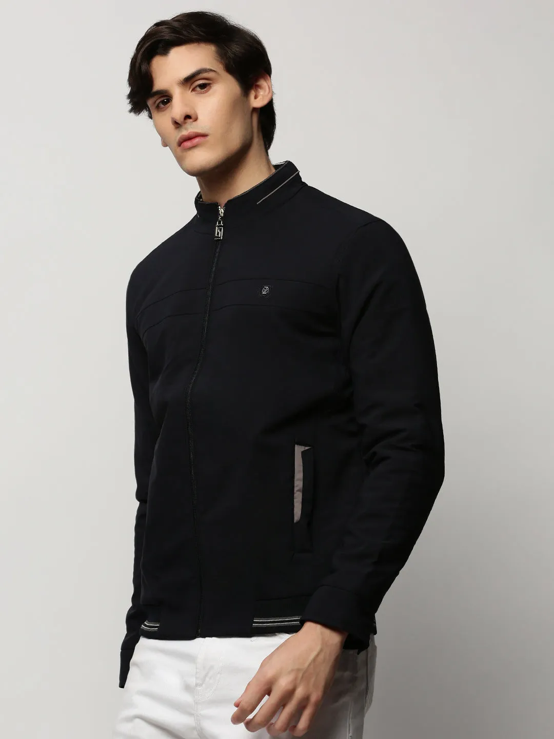 Men Navy Blue Bomber Jackets