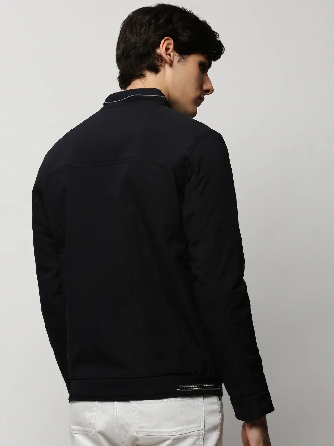 Men Navy Blue Bomber Jackets