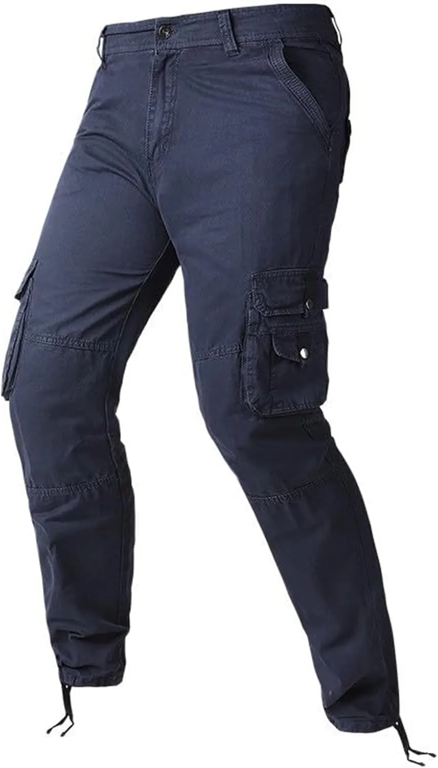 Mens Casual Cotton Cargo Pants Tactical Stretch Sweatpants Athletic Fashion Overalls Workout Slim Fit Trousers