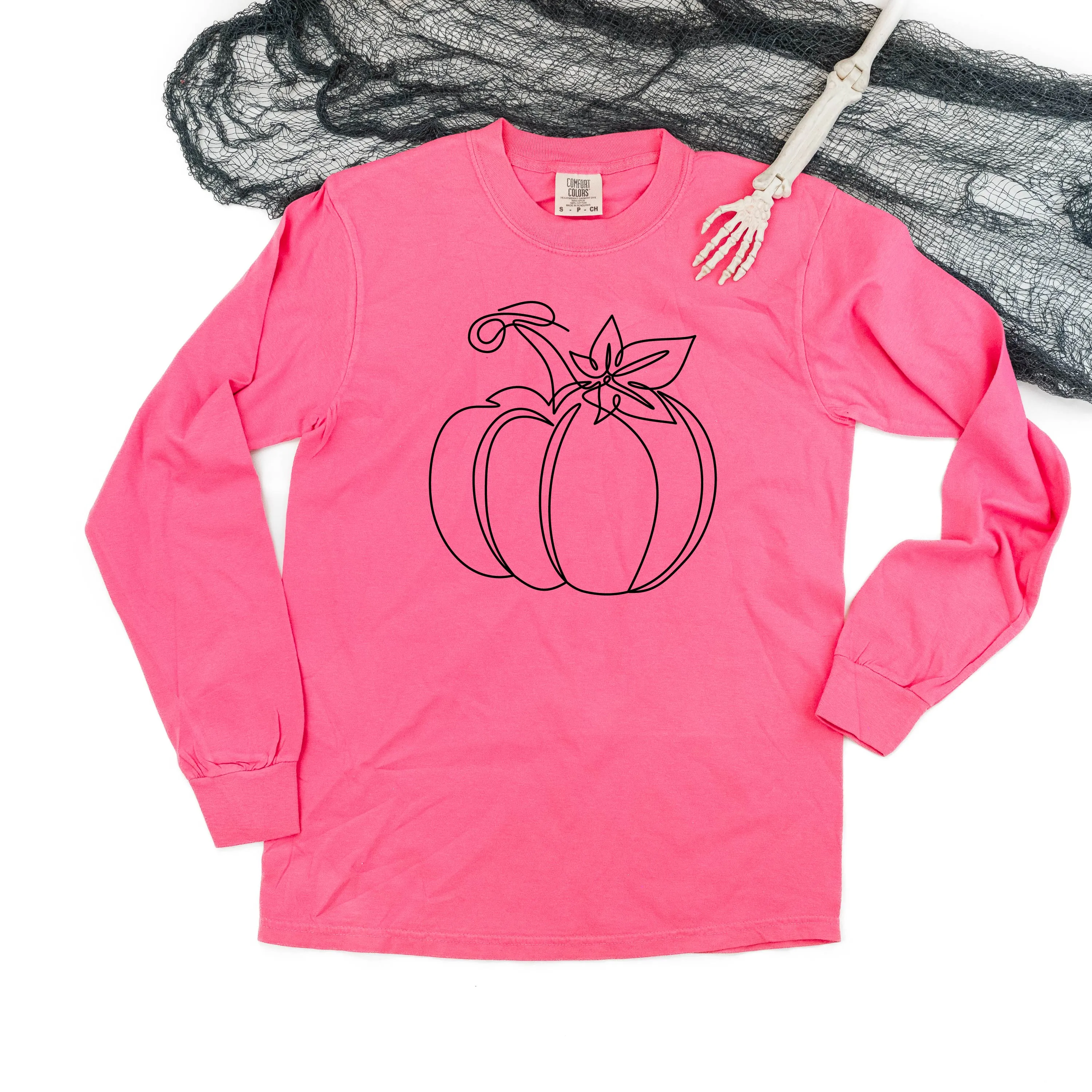 Outline Pumpkin - LONG SLEEVE COMFORT COLORS TEE