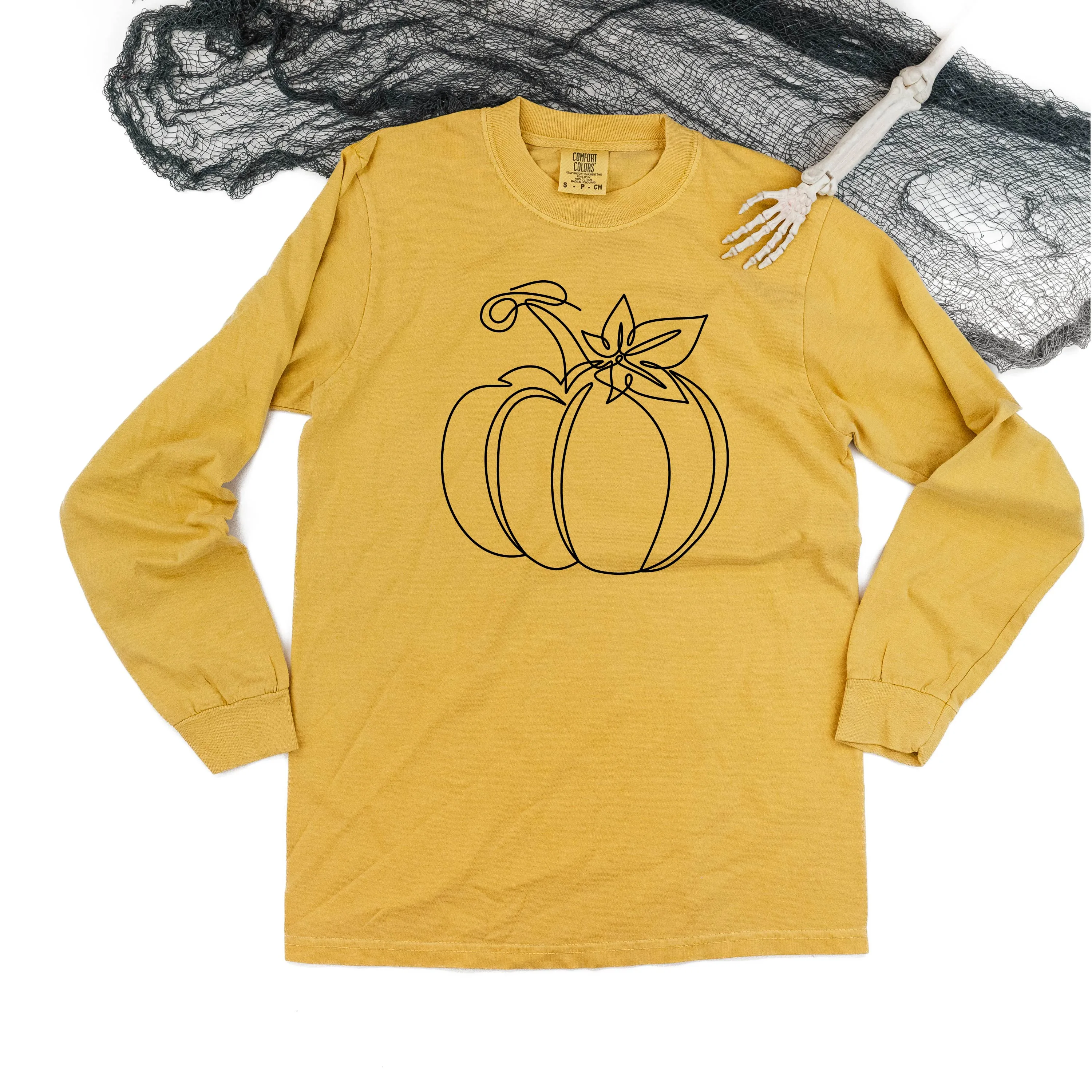 Outline Pumpkin - LONG SLEEVE COMFORT COLORS TEE