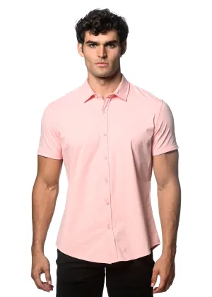 ROSE PETAL SOLID COTTON STRETCH KNIT JERSEY SHORT SLEEVE SHIRT ST-963