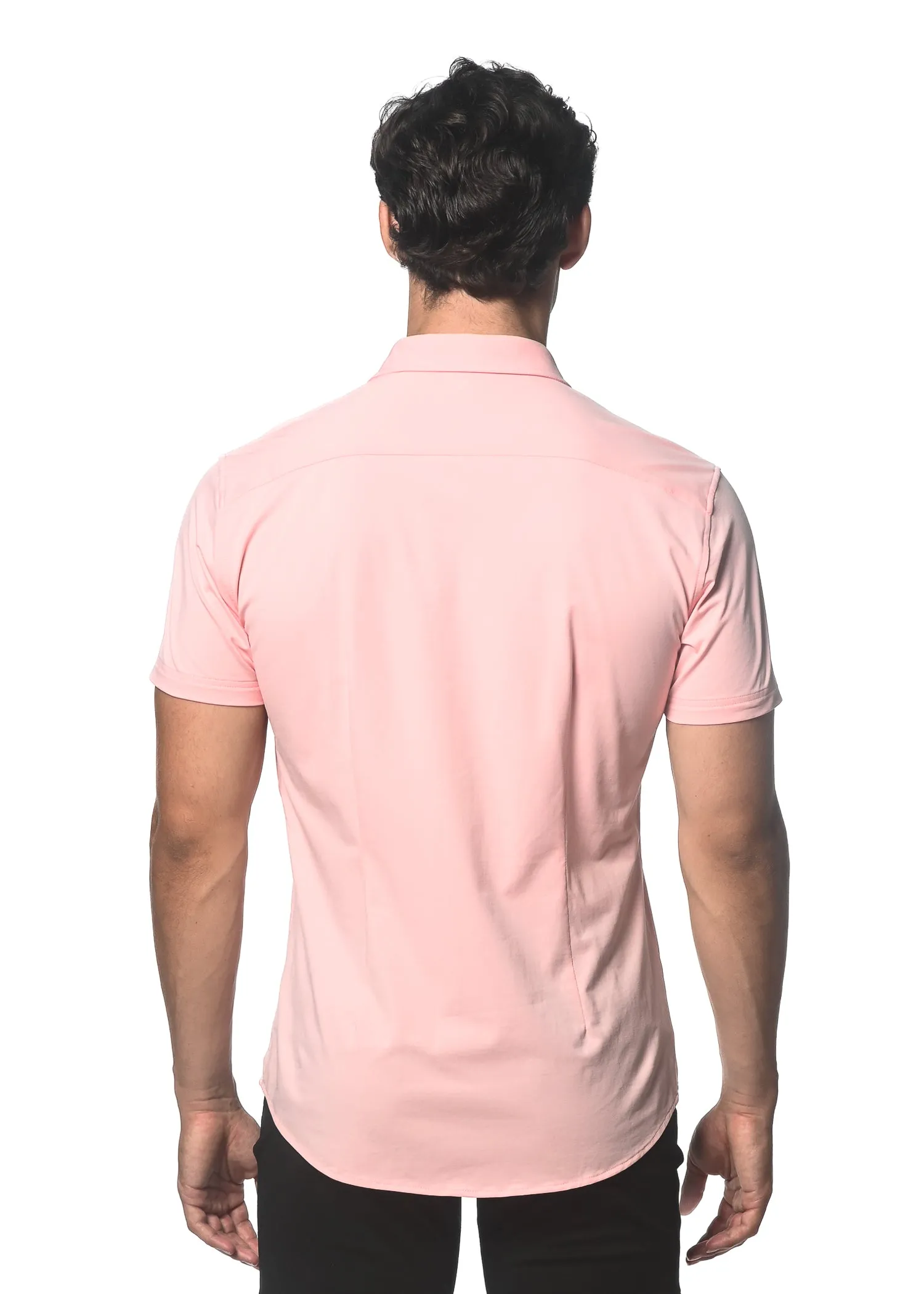 ROSE PETAL SOLID COTTON STRETCH KNIT JERSEY SHORT SLEEVE SHIRT ST-963