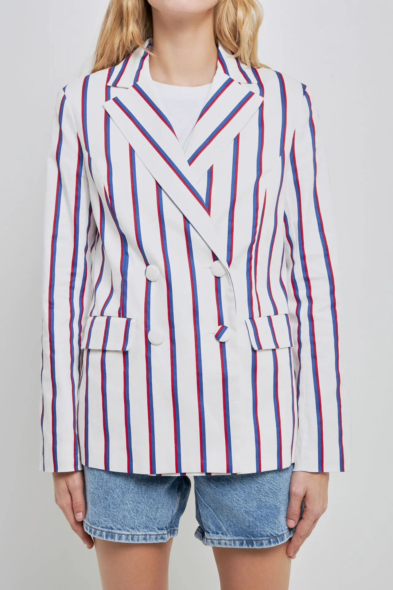 Striped Double Breasted Blazer