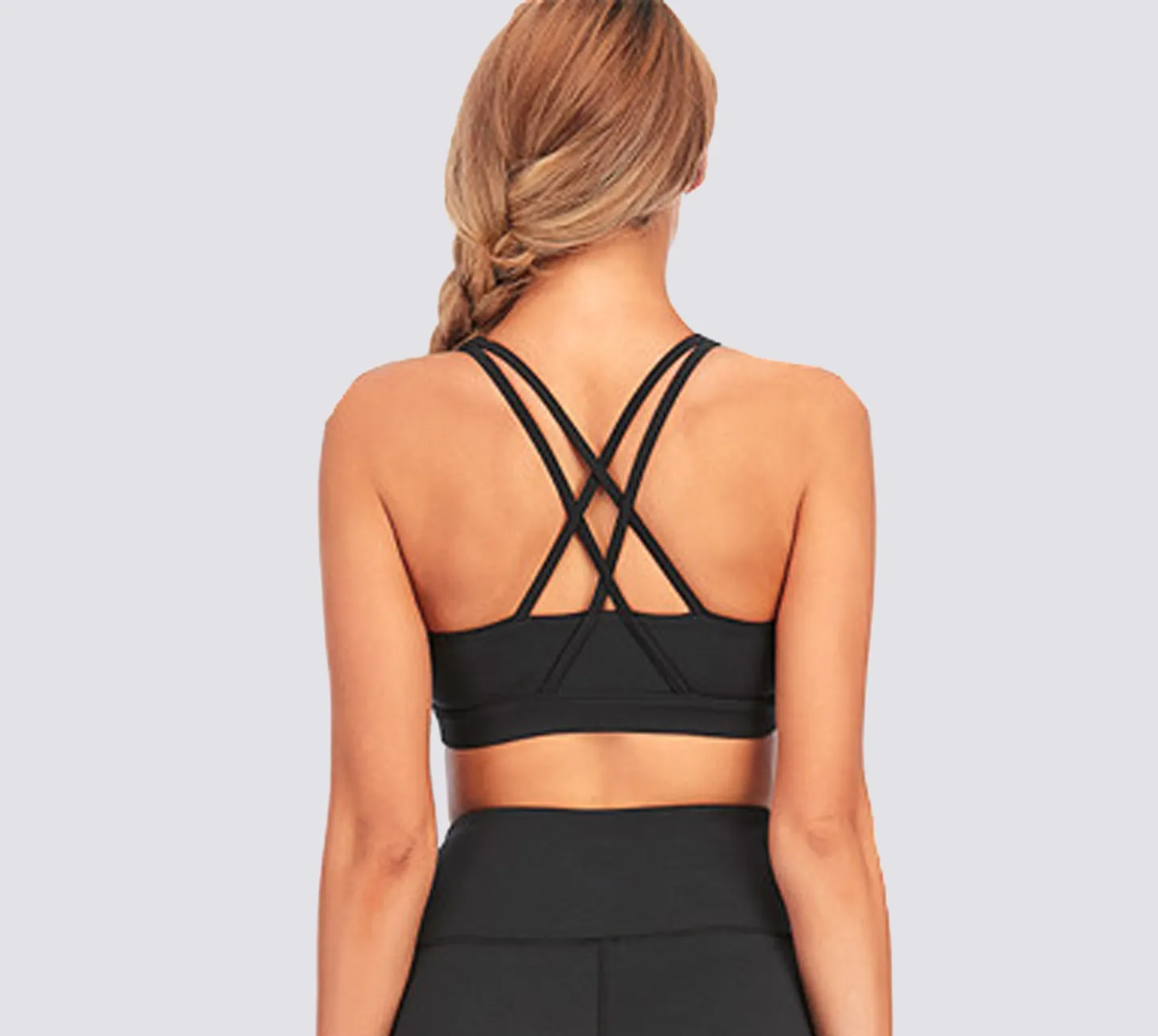 Women's Nabtos Performance Activewear Yoga Sports Strappy Back Padded Bra-Black