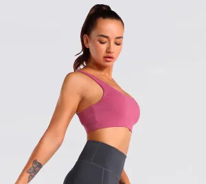 Women's Nabtos Performance Activewear Yoga Sports Strappy Back Padded Bra-Pink
