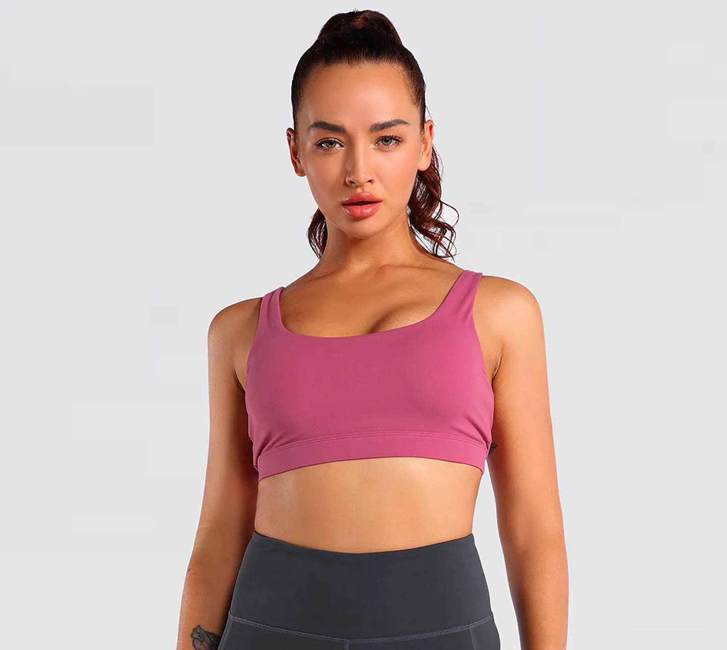 Women's Nabtos Performance Activewear Yoga Sports Strappy Back Padded Bra-Pink